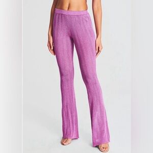 SER.O.YA Rudley Flare Pants Metallic Sheer Bell Bottom Lilac Purple NWT Sz Small